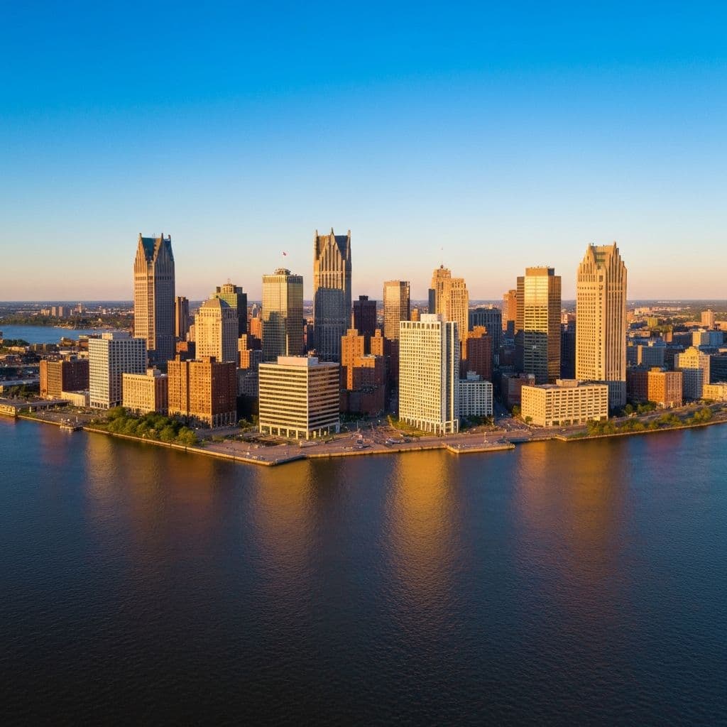 Aerial view of downtown Detroit, Michigan
